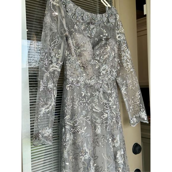 Mac Duggal | Dresses | Mac Duggal Nwt Boat Neck Long Sheer Sleeve ...